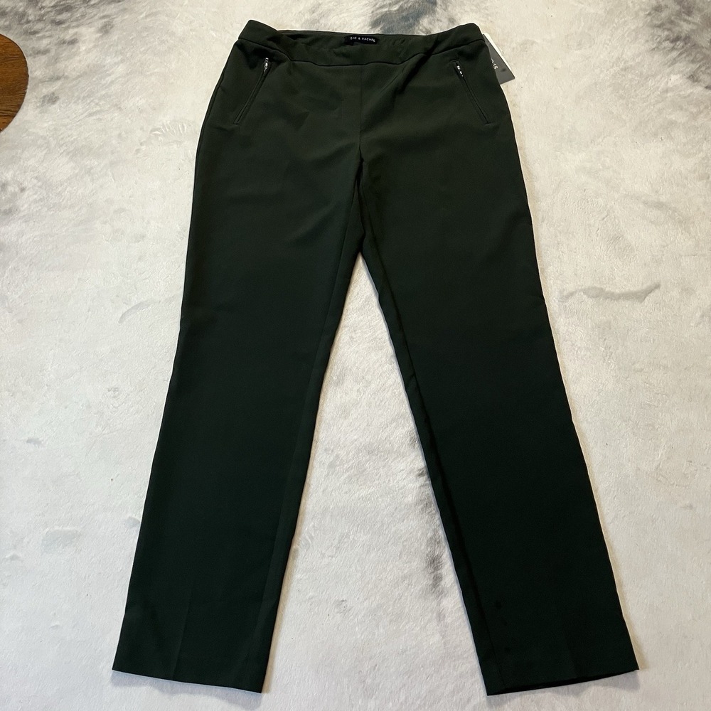 Zac Rachel Pants Womens Size 12 Rosin Green Slim Leg Flattering Mid Rise